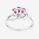 0.71 Carat Genuine Ruby and White Diamond 14K White Gold Ring