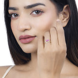 0.71 Carat Genuine Ruby and White Diamond 14K Yellow Gold Ring