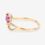 0.71 Carat Genuine Ruby and White Diamond 14K Yellow Gold Ring