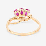 0.71 Carat Genuine Ruby and White Diamond 14K Yellow Gold Ring