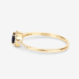 0.38 Carat Genuine Blue Sapphire and White Diamond 14K Yellow Gold Ring