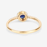 0.38 Carat Genuine Blue Sapphire and White Diamond 14K Yellow Gold Ring