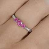 0.61 Carat Genuine Ruby and White Diamond 14K White Gold Ring