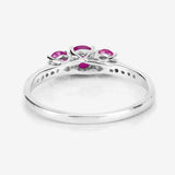 0.61 Carat Genuine Ruby and White Diamond 14K White Gold Ring