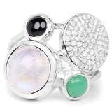 5.90 Carat Genuine Multi Stone .925 Sterling Silver Ring