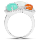 4.82 Carat Genuine Multi Stone .925 Sterling Silver Ring