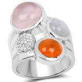 5.96 Carat Genuine Multi Stone .925 Sterling Silver Ring