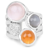 5.96 Carat Genuine Multi Stone .925 Sterling Silver Ring