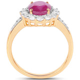 2.84 Carat Genuine Burma Ruby and White Diamond 18K Yellow Gold Ring