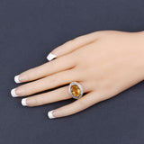 4.56 Carat Genuine Citrine and White Diamond .925 Sterling Silver Ring