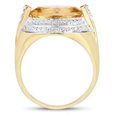 4.56 Carat Genuine Citrine and White Diamond .925 Sterling Silver Ring