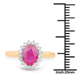 1.48 Carat Genuine Ruby and White Diamond 14K Yellow Gold Ring
