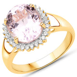 4.81 Carat Genuine Kunzite and White Zircon .925 Sterling Silver Ring