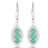 3.52 Carat Genuine Zambian Emerald and White Topaz .925 Sterling Silver 3 Piece Jewelry Set (Ring, Earrings, and Pendant w/ Chain)