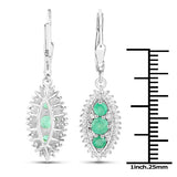 3.52 Carat Genuine Zambian Emerald and White Topaz .925 Sterling Silver 3 Piece Jewelry Set (Ring, Earrings, and Pendant w/ Chain)