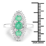 3.52 Carat Genuine Zambian Emerald and White Topaz .925 Sterling Silver 3 Piece Jewelry Set (Ring, Earrings, and Pendant w/ Chain)