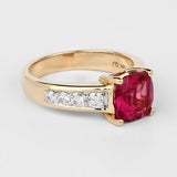 2.70 Carat Genuine Rubellite and White Diamond 14K Yellow Gold Ring