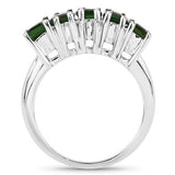 3.25 Carat Genuine Chrome Diopside .925 Sterling Silver Ring