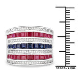 3.36 Carat Genuine Multi Stones .925 Sterling Silver Ring