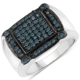 0.81 Carat Genuine Blue Diamond .925 Sterling Silver Ring
