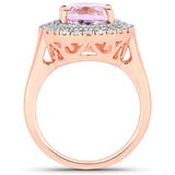 5.48 Carat Genuine Kunzite and White Topaz .925 Sterling Silver Ring