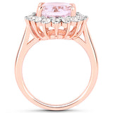 5.56 Carat Genuine Kunzite and White Topaz .925 Sterling Silver Ring