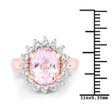 5.56 Carat Genuine Kunzite and White Topaz .925 Sterling Silver Ring