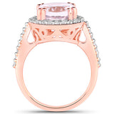 6.94 Carat Genuine Kunzite and White Topaz .925 Sterling Silver Ring