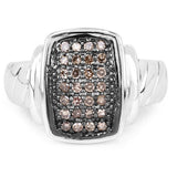 0.22 Carat Genuine Champagne Diamond .925 Sterling Silver Ring