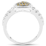 0.25 Carat Genuine Yellow Diamond .925 Sterling Silver Ring
