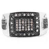 0.52 Carat Genuine Champagne Diamond .925 Sterling Silver Ring