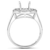 0.48 Carat Genuine White Diamond 14K White Gold Semi Mount Ring - holds 8.00mm Round Gemstone