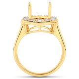 0.42 Carat Genuine White Diamond 14K Yellow Gold Semi Mount Ring - holds 11x9mm Oval Gemstone