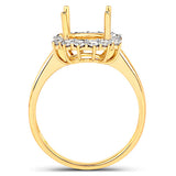 0.58 Carat Genuine White Diamond 14K Yellow Gold Semi Mount Ring - holds 9.00mm Round Gemstone