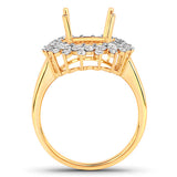 0.79 Carat Genuine White Diamond 14K Yellow Gold Semi Mount Ring - holds 11x9mm Oval Gemstone
