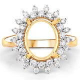 0.79 Carat Genuine White Diamond 14K Yellow Gold Semi Mount Ring - holds 11x9mm Oval Gemstone