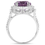 5.55 Carat Genuine Amethyst & White Topaz .925 Sterling Silver Ring