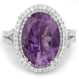 5.55 Carat Genuine Amethyst & White Topaz .925 Sterling Silver Ring