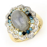 5.63 Carat Genuine Multi Stones .925 Sterling Silver Ring