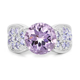4.07 Carat Genuine Amethyst & Tanzanite .925 Sterling Silver Ring
