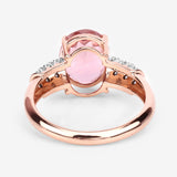 3.11 Carat Genuine Pink Tourmaline and White Diamond 14K Rose Gold Ring