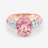 3.11 Carat Genuine Pink Tourmaline and White Diamond 14K Rose Gold Ring