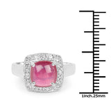 3.31 Carat Glass Filled Ruby and White Topaz .925 Sterling Silver Ring