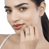 0.48 Carat Genuine Blue Sapphire and White Diamond 14K White Gold Ring