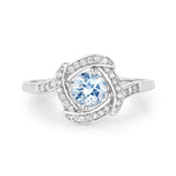 0.46 Carat Genuine Aquamarine and White Diamond 14K White Gold Ring