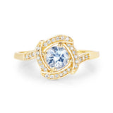 0.46 Carat Genuine Aquamarine and White Diamond 14K Yellow Gold Ring