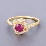 0.63 Carat Genuine Ruby and White Diamond 14K Yellow Gold Ring