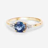 1.08 Carat Genuine Blue Sapphire and White Diamond 14K Yellow Gold Ring
