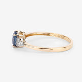 1.08 Carat Genuine Blue Sapphire and White Diamond 14K Yellow Gold Ring