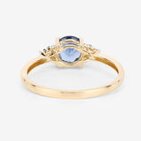 1.08 Carat Genuine Blue Sapphire and White Diamond 14K Yellow Gold Ring